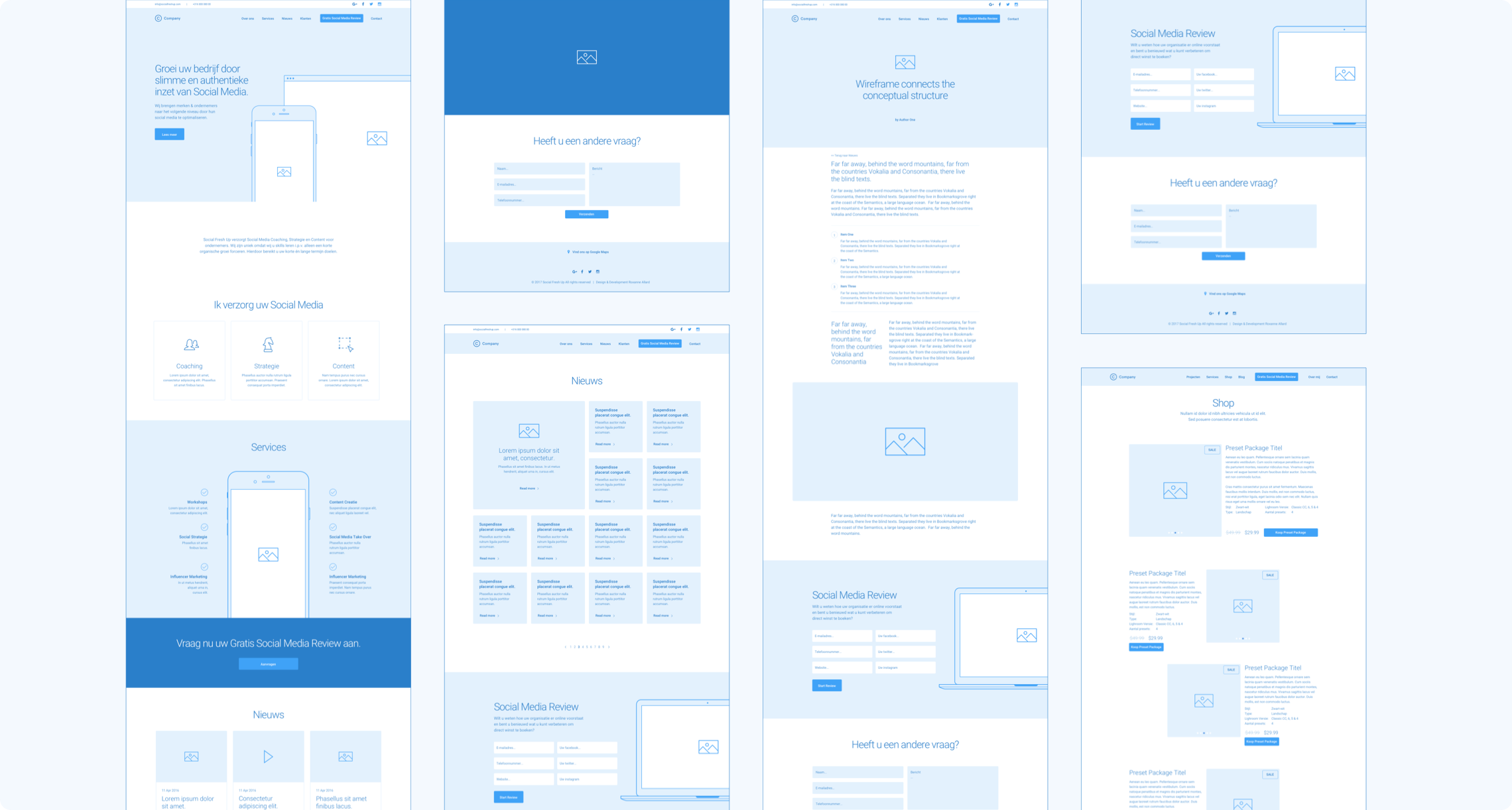 Social Fresh Up Wireframes